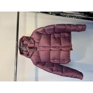 The Super Puff Puffer Jacket in Burgundy with Hood